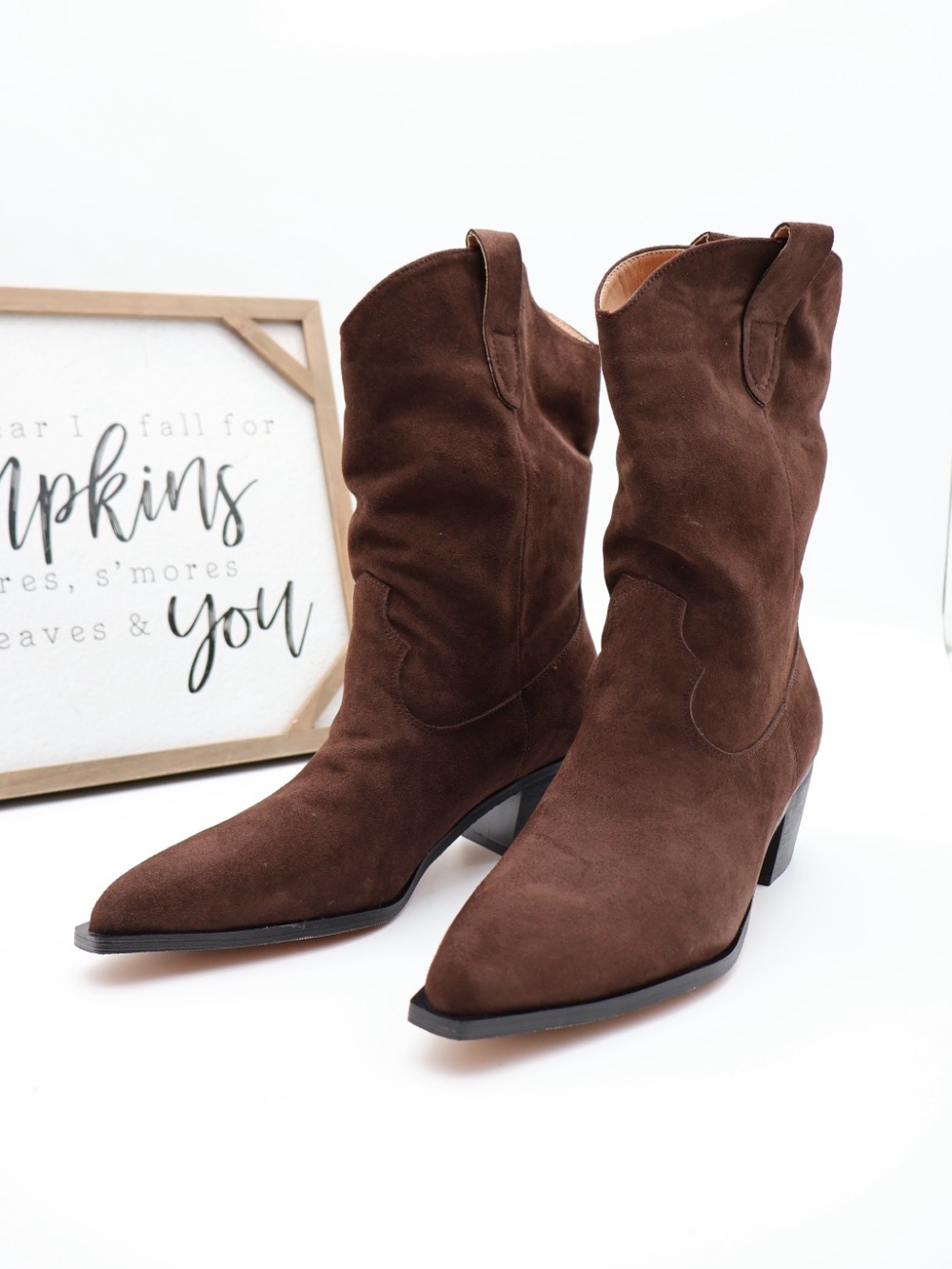 Women’s Brown Suede Western-Style Ankle Boots